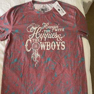 Red splotched with blue t-shirt. Never worn